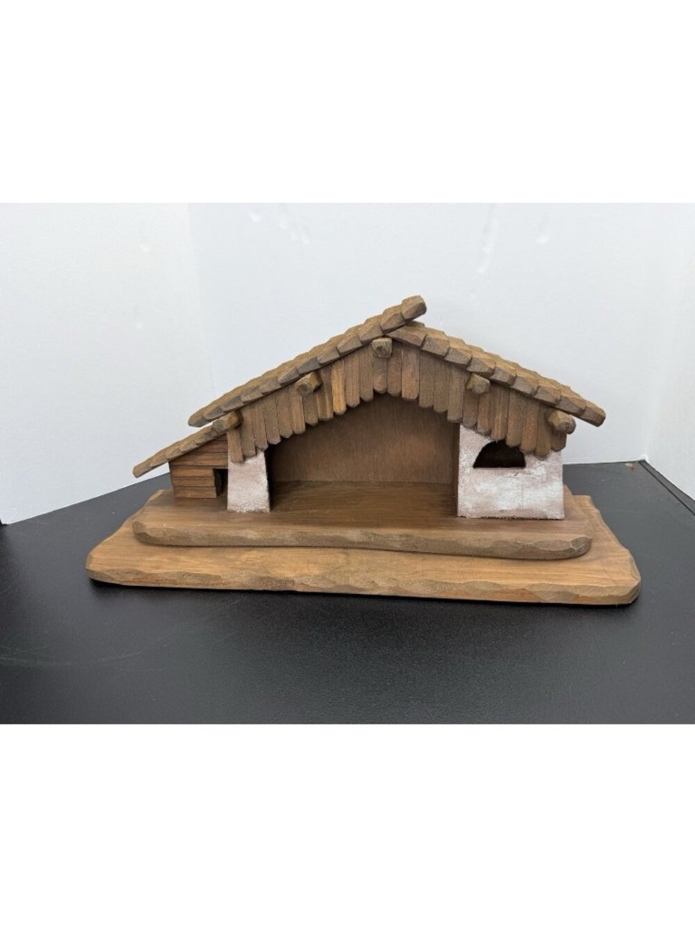 Goebel Maxcraft Nativity Stable Wood Stone Manger Scene 20” Long Made In USA